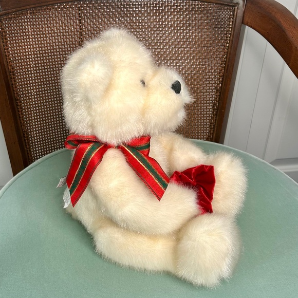 GUND Christmas Cream Bear with Red and Green Bow and Gift Sack - Picture 4 of 7